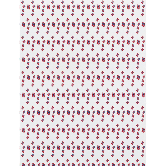 Hvit duk med norske flagg 1,2 x 5 meter